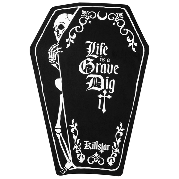 Killstar Other - KILLSTAR BEACH TOWEL | Life Is A Grave Dig It | Coffin Shaped Black Goth Towel